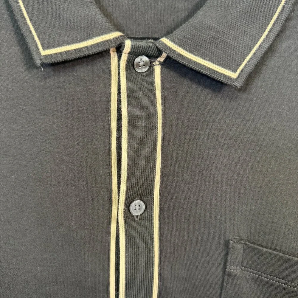 Banana Republic Luxury Touch Button Down Shirt XL Black Polo‎ Collar Preppy